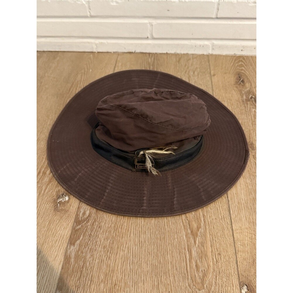 Vintage Barbour Fedora Hat Wax Brown D597 England Size L Men's